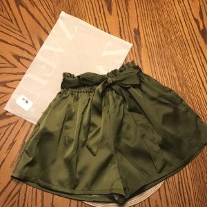 NWT Loose Satin Tie Shorts